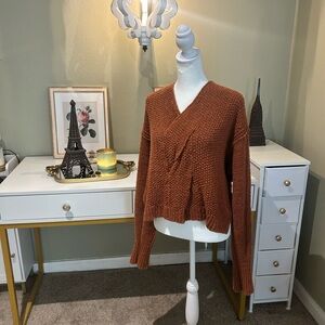 Free People Coco V-Neck Sweater in Terracotta